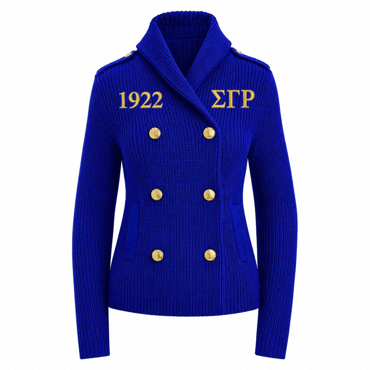 Sigma Gamma Rho Embroidered Double-Breasted Cardigan Blazer Sigma Gamma Rho Embroidered Double-Breasted Cardigan Blazer
