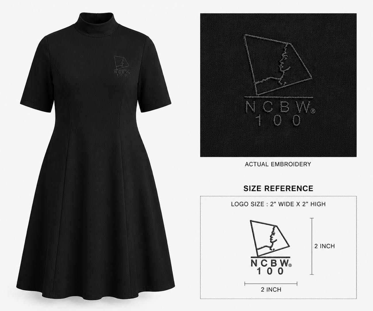 NCBW 100 Embroidered Mock Neck Dress NCBW 100 Embroidered Mock Neck Dress