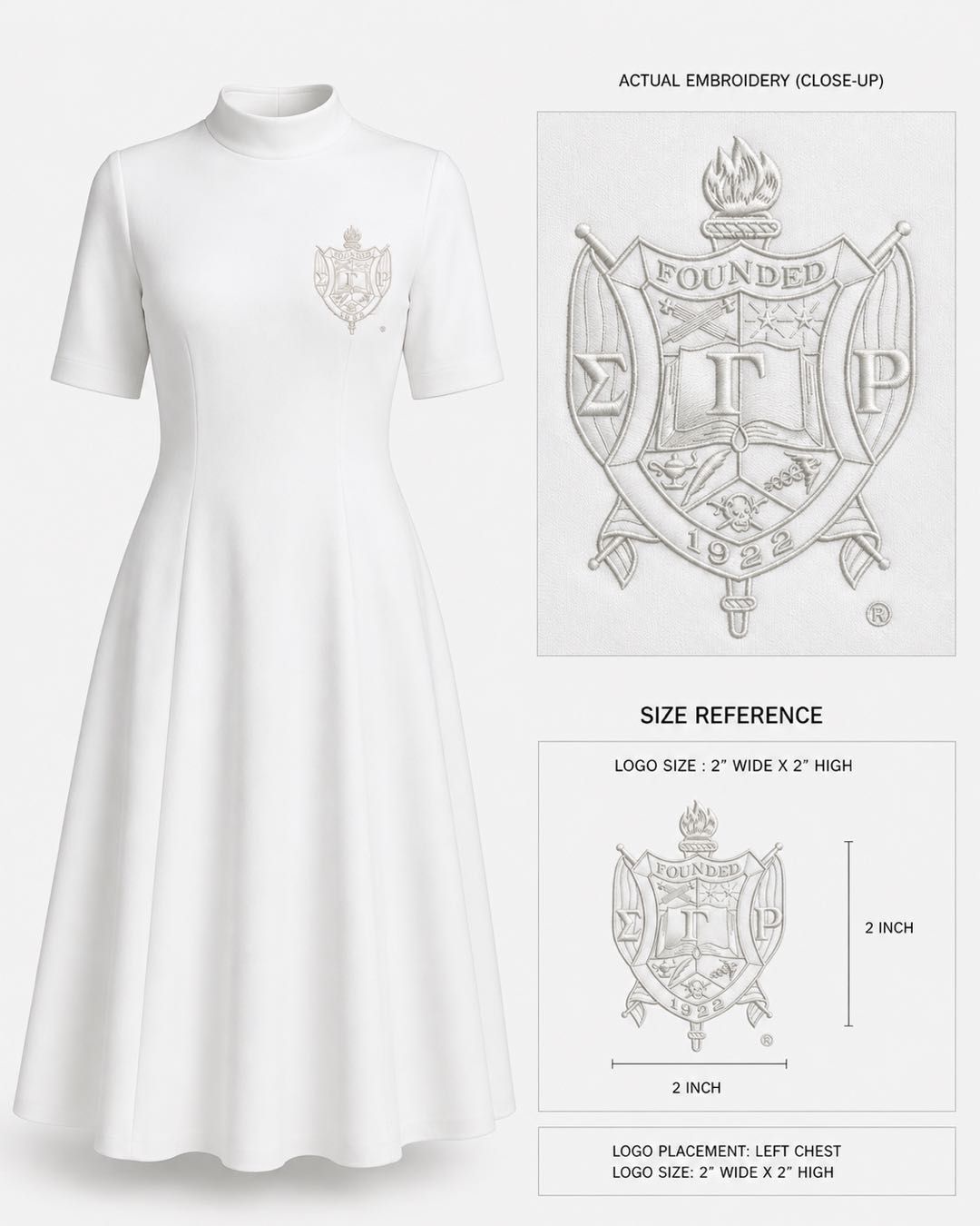 Sigma Gamma Rho Embroidered Mock Neck Dress Sigma Gamma Rho Embroidered Mock Neck Dress