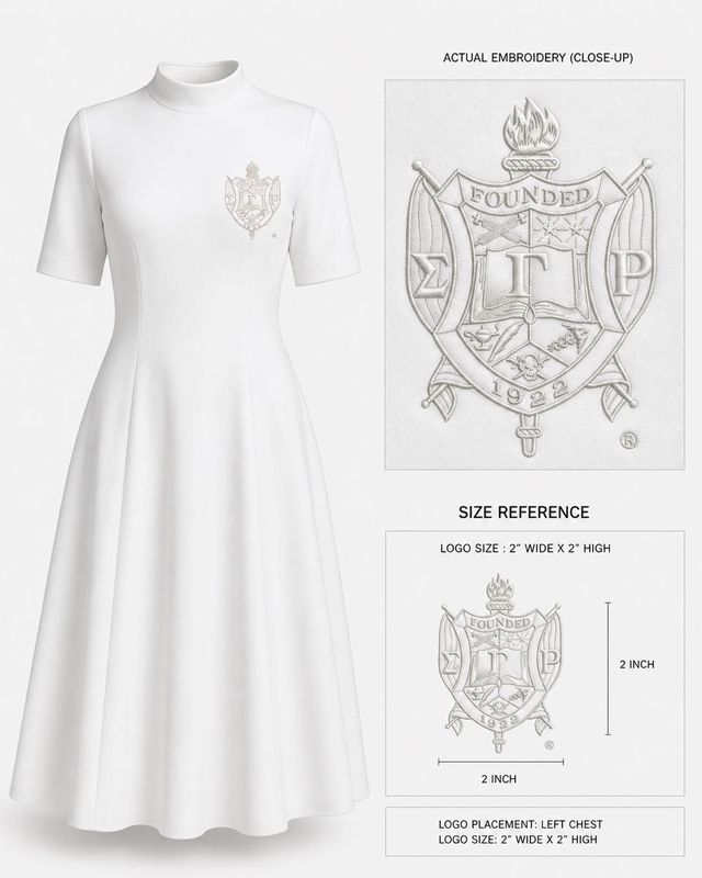 Sigma Gamma Rho Embroidered Mock Neck Dress