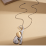 Abstract Elephant Two-Tone Pendant Necklace