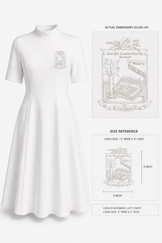 Iota Phi Lambda Embroidered Mock Neck Dress