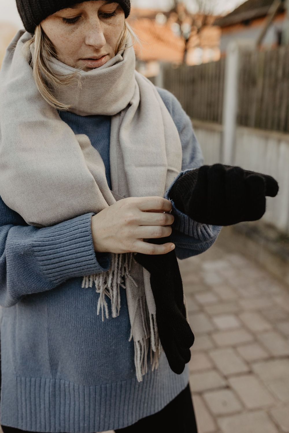 Finger Handschuhe GEFÜTTERT - Farbe: schwarz - Gr. M