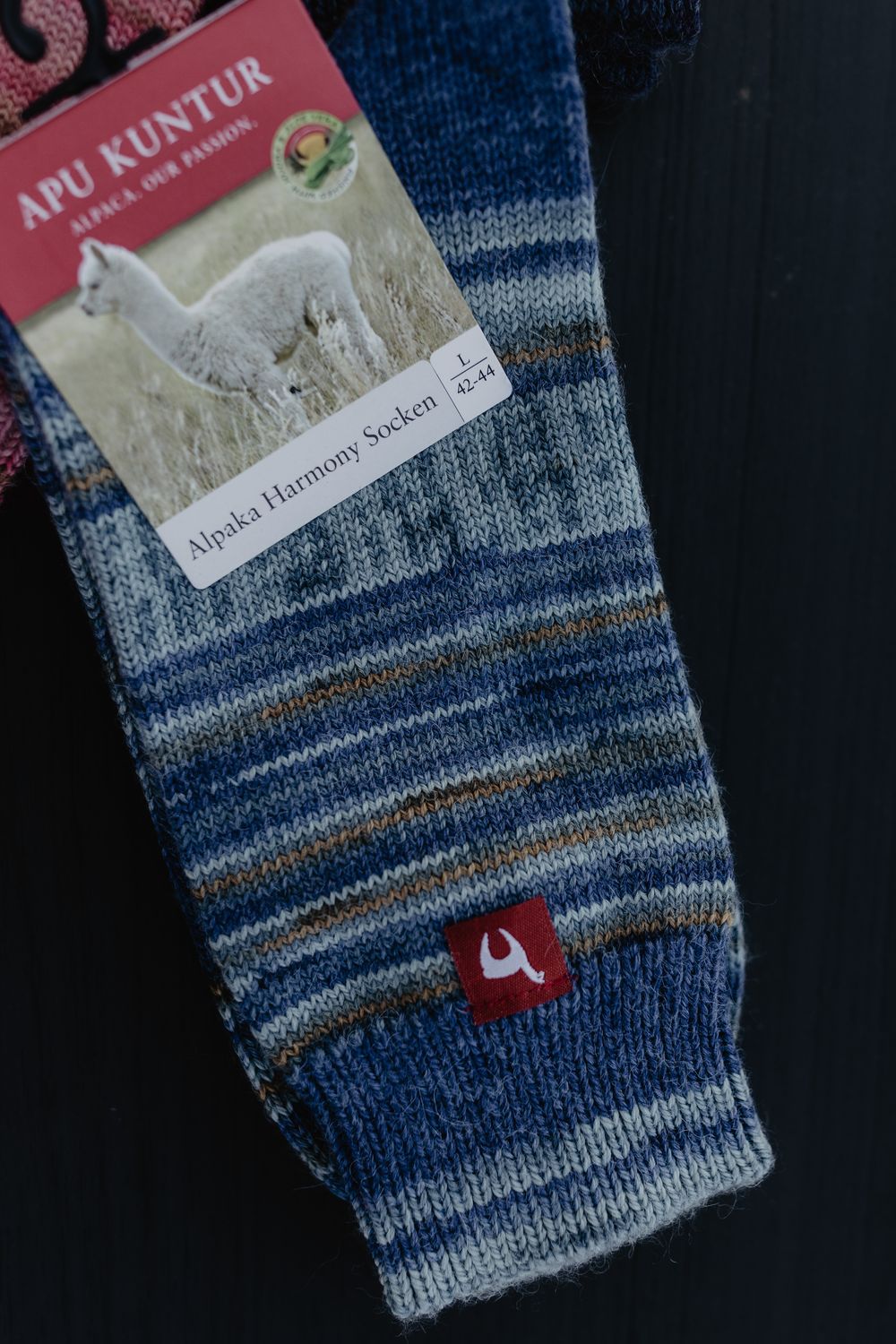 Alpaka Harmony Socken - Farbe: Ocker-blau - Gr. 36-38