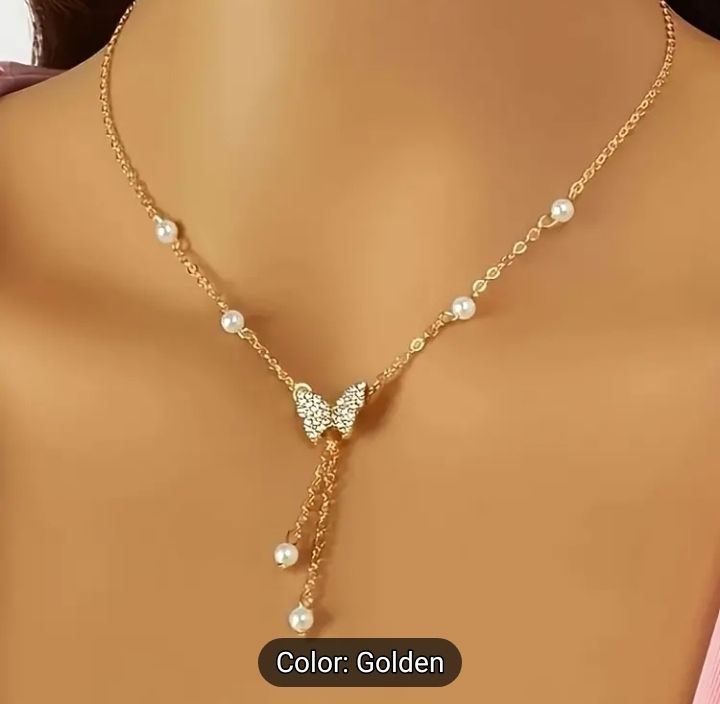 Pearl Butterfly Pendant Necklace chain