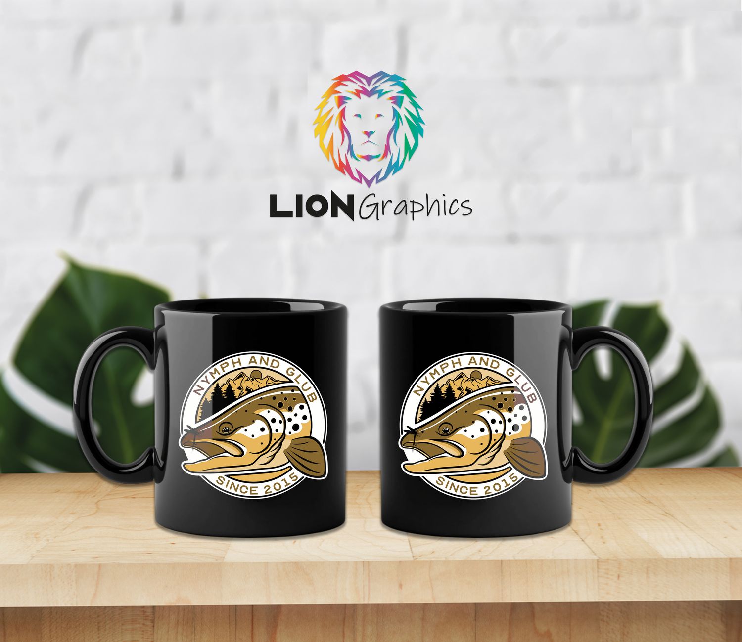 Taza negra con recuadro blanco