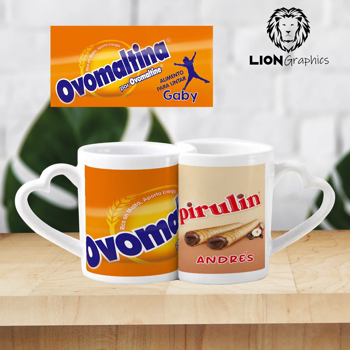 Tazas de cerámica con asa corazón