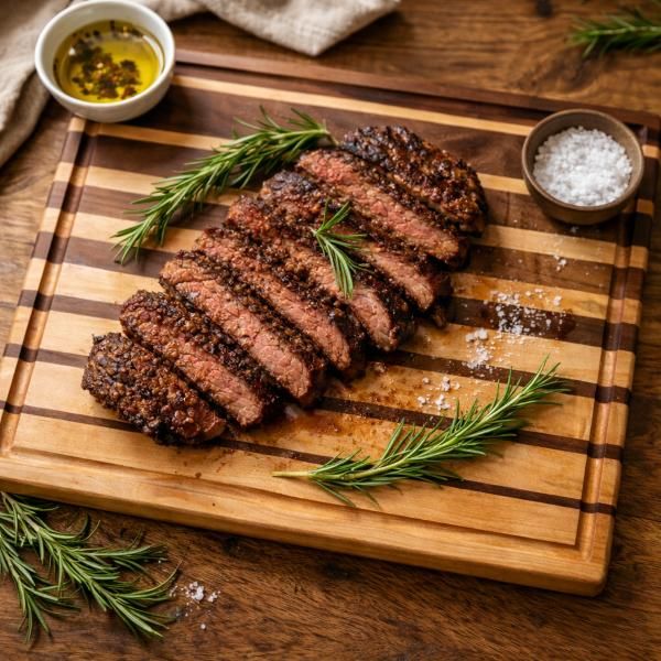 Black walnut and maple hardwood cutting board with graduated stripe design and smooth butcher block finish