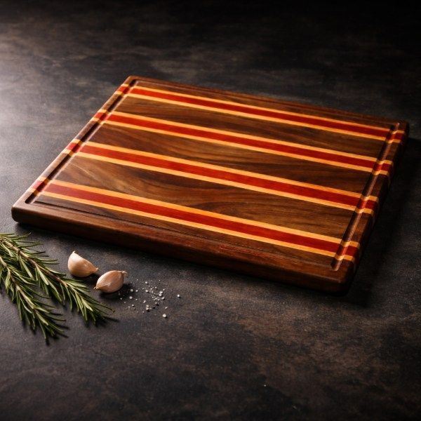 Black Walnut, Padauk and Cherry Cutting Board