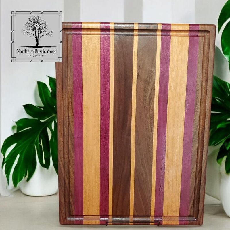 Black Walnut, Purpleheart and Maple Cutting Board