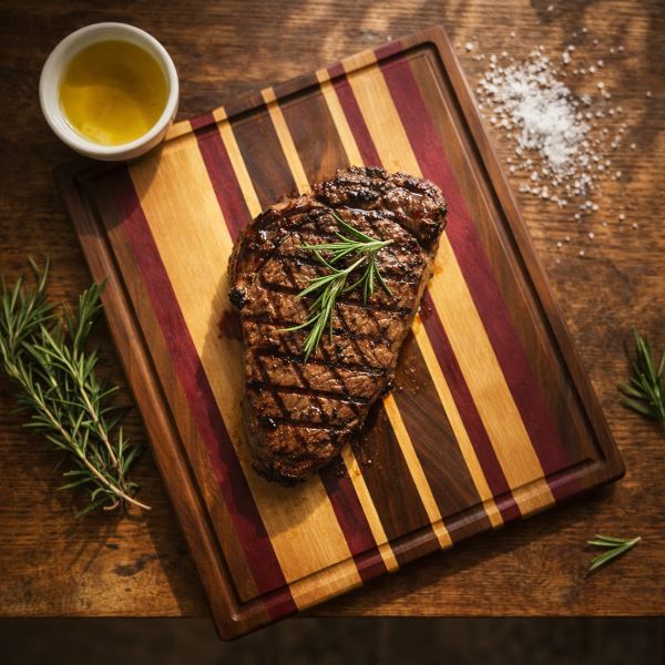 Black Walnut, Purpleheart &amp; Maple Hardwood Cutting Board – Alternate Pattern Design