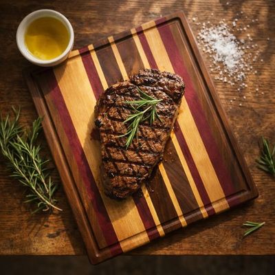 Black Walnut, Purpleheart &amp; Maple Hardwood Cutting Board – Alternate Pattern Design