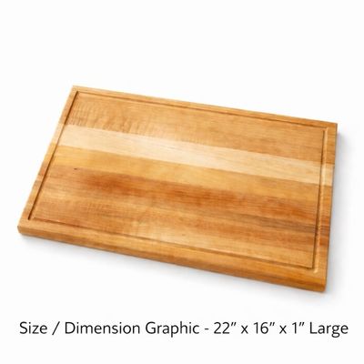 Solid maple and cherry butcher block cutting board for kitchen food prep