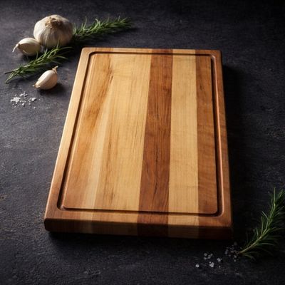 Maple & Cherry Hardwood Cutting Board – Personalized Option Available Handcrafted maple and cherry hardwood cutting board with natural striped grain pattern