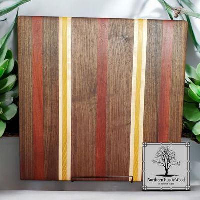 Black Walnut, Padauk, Yellowheart and Maple Cutting Board