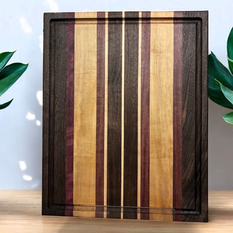 Purpleheart, Black Walnut and Maple Cutting Board