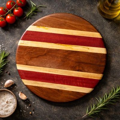 Round Walnut & Purpleheart Cutting Board