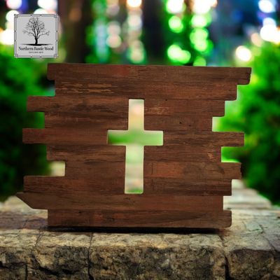 Rustic Wooden Cross Wall Art | Handmade Reclaimed Wood Decor