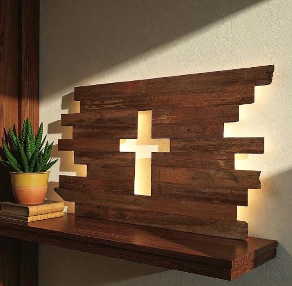 Rustic Wooden Cross Wall Art | Handmade Reclaimed Wood Decor