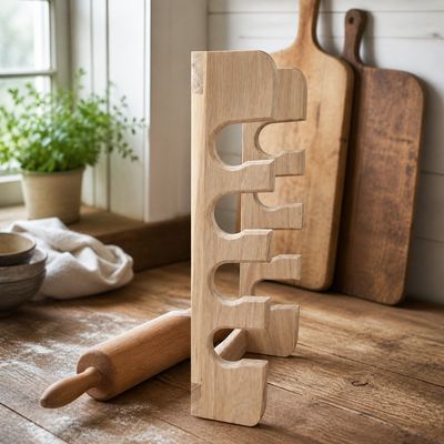 Handcrafted Wooden Rolling Pin Holder Handcrafted Wooden Rolling Pin Holder
