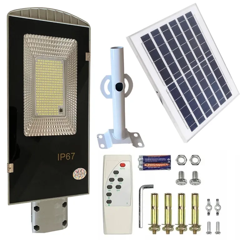 LATARNIA OGRODOWA LAMPA SOLARNA NA SŁUP MOCNA 200W PANEL ULICZNA 247LED