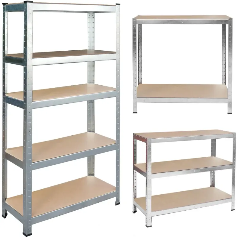 Regał metalowy magazynowy garażowy srebrny 5 półek 875kg 180x90x30