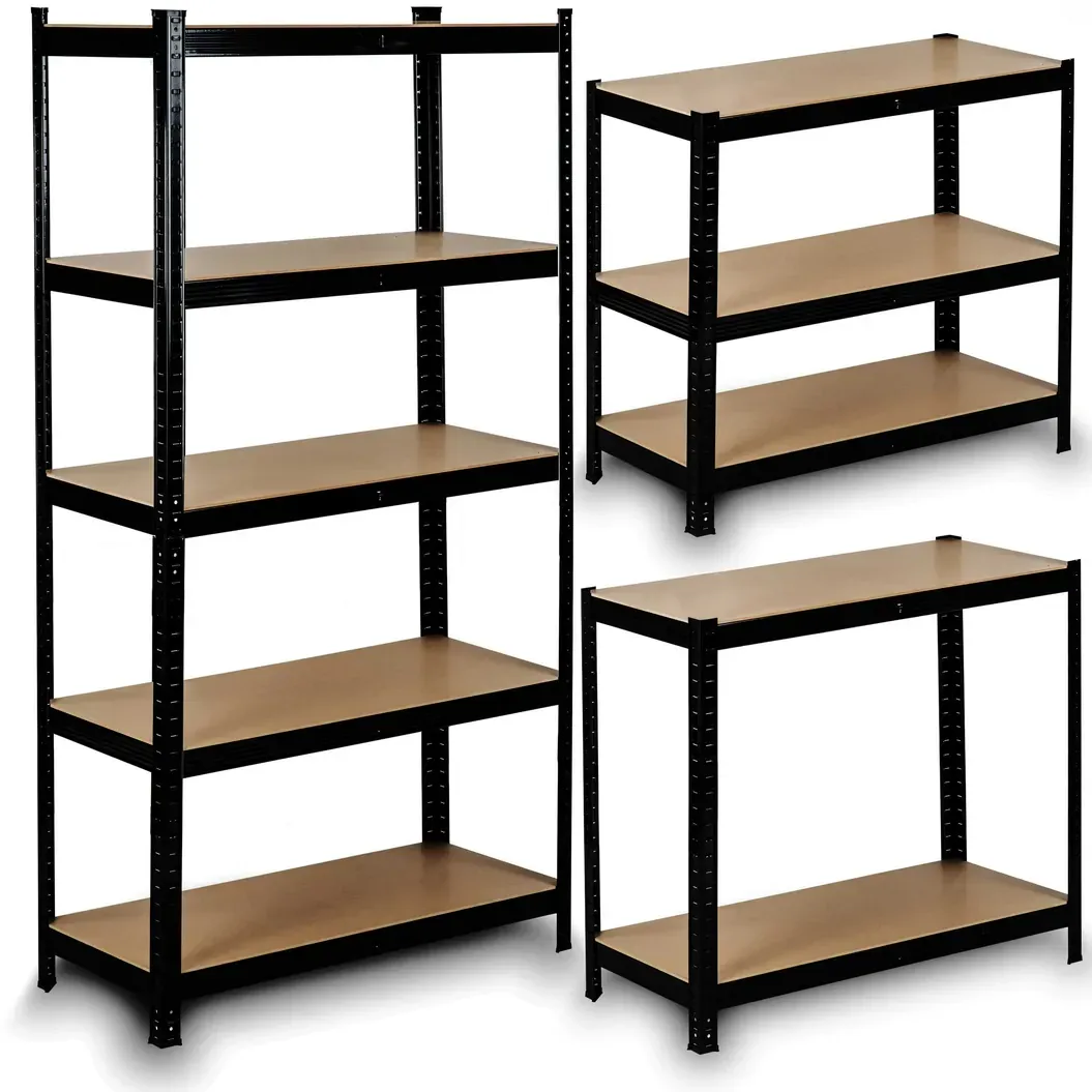 Regał metalowy magazynowy garażowy czarny 5 półek 875kg 180x90x30