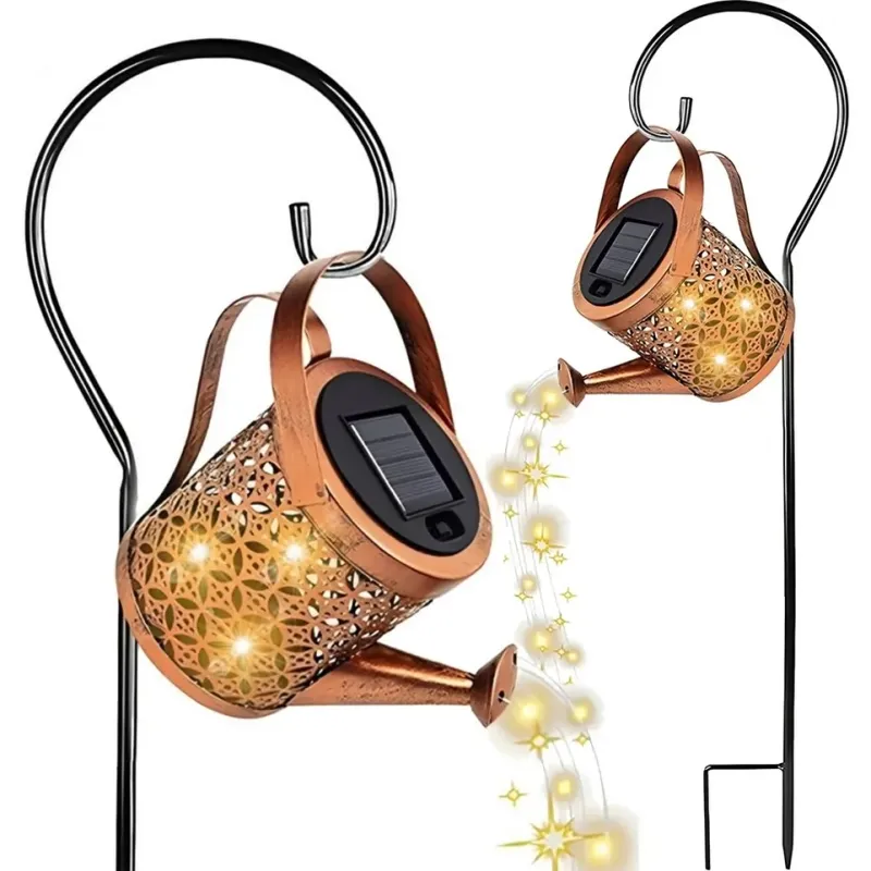 Lampa solarna ogrodowa konewka led wbijana z czujnikiem zmierzchu słupek latarnia lampion 80cm