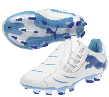 PUMA Womens PowerCat 2.10 FG - White with Blue