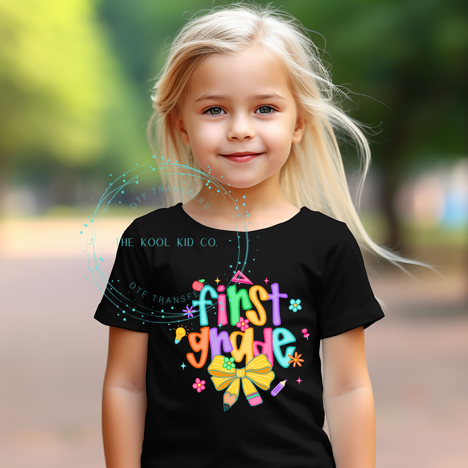 Neon Preppy Pencil Bow - First Grade
