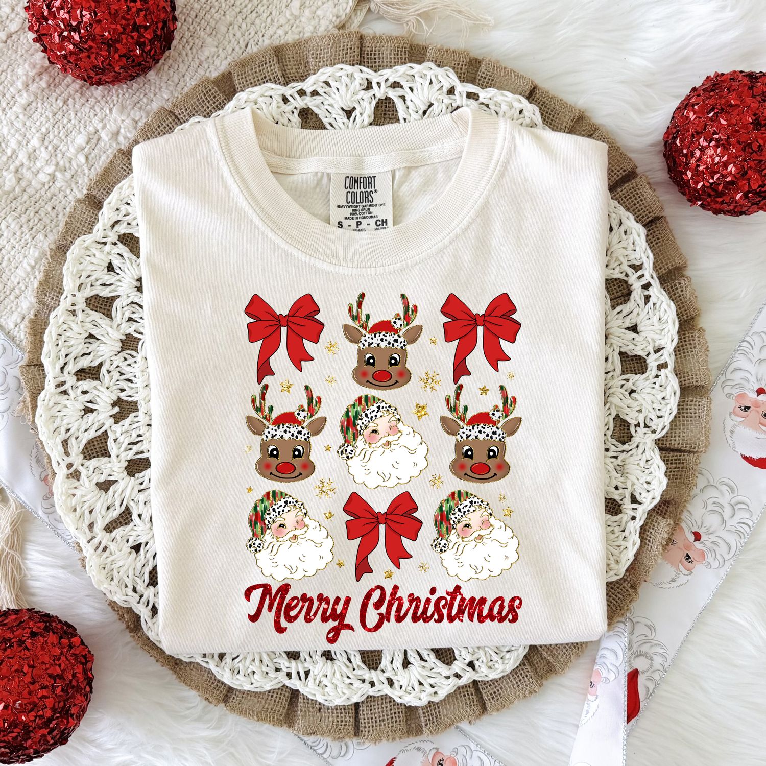 MERRY CHRISTMAS SANTA REINDEER COQUETTE