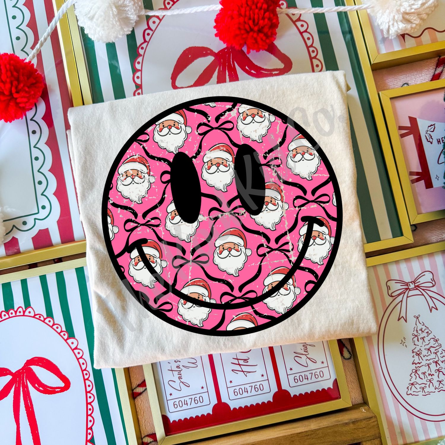 PINK SANTA SMILEY FACE