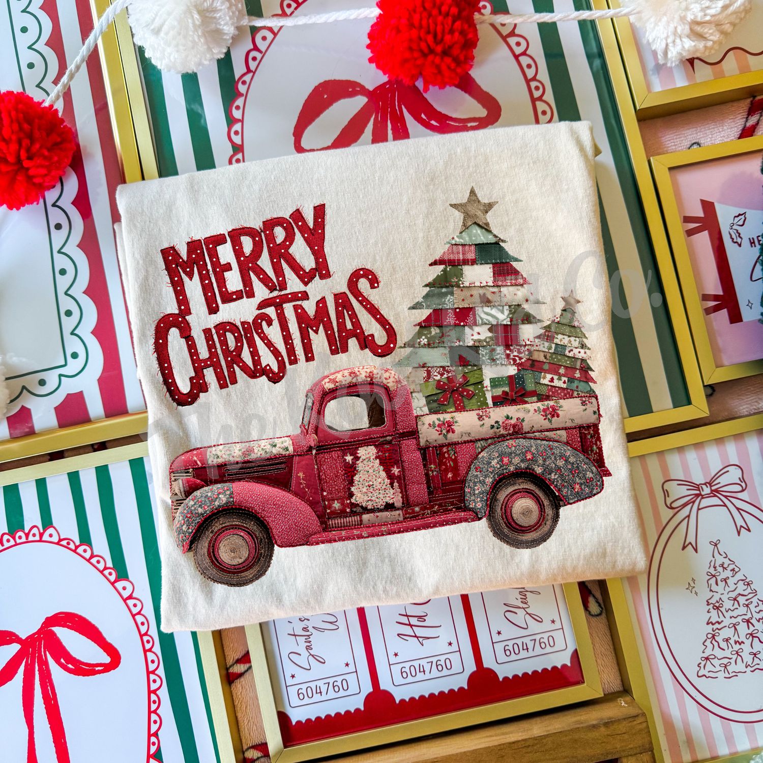MERRY CHRISTMAS PATCHWORK TRUCK