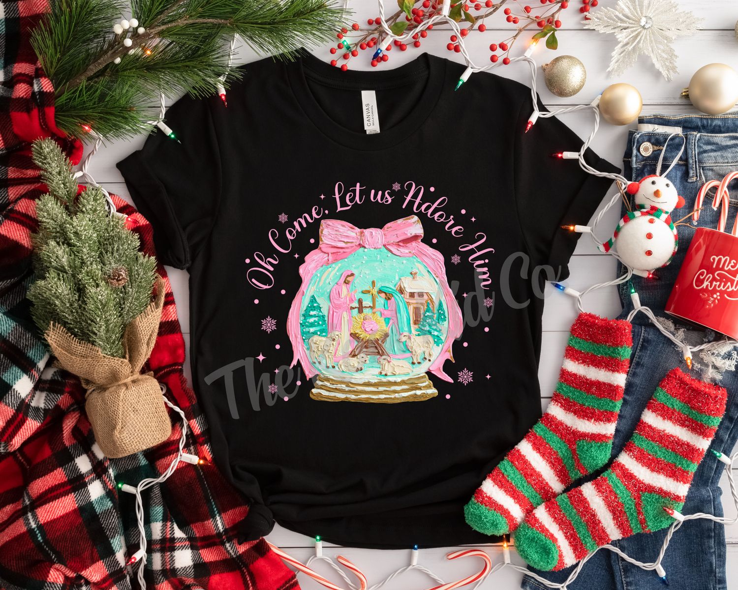 OH COME LET US ADORE HIM SNOWGLOBE