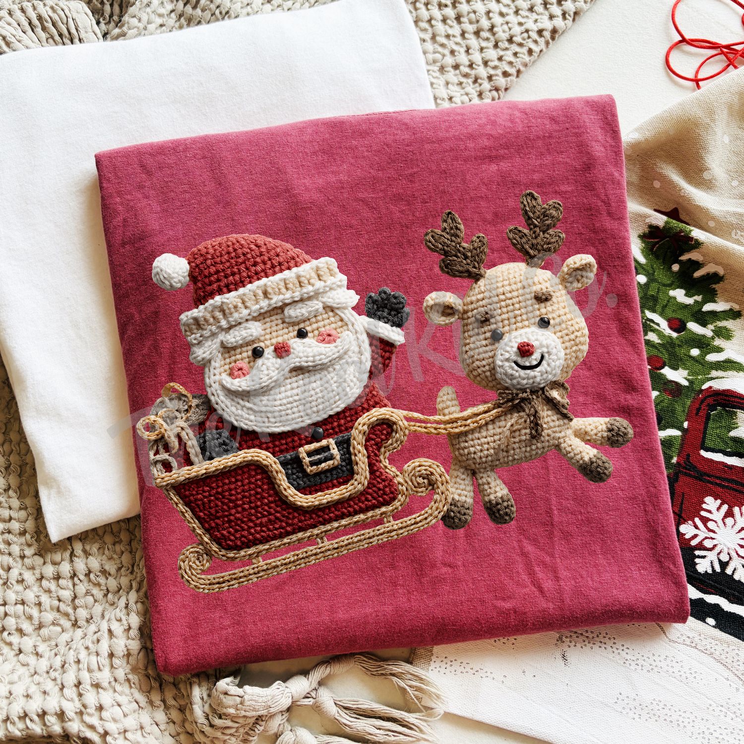 YARN SANTA AND REINDEER SLEIGH