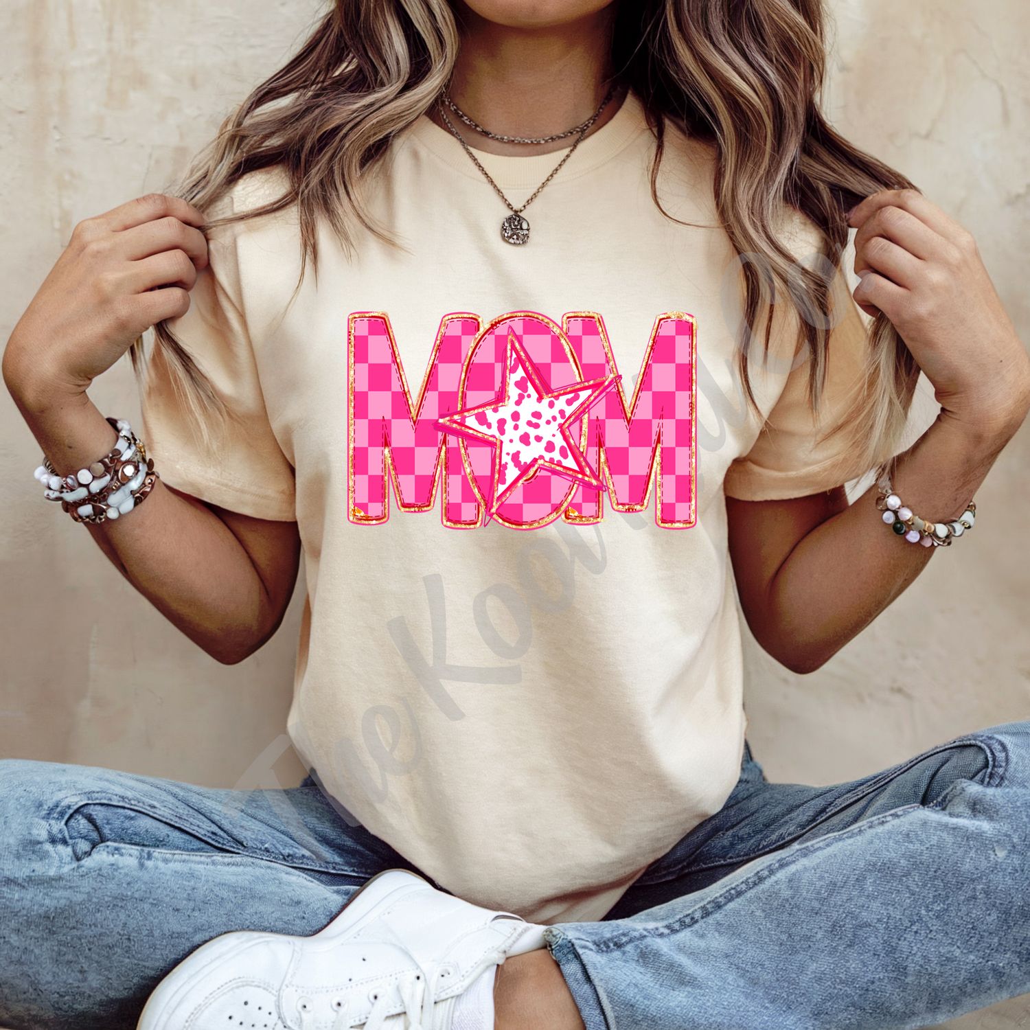 PINK CHECKERED STAR MAMA