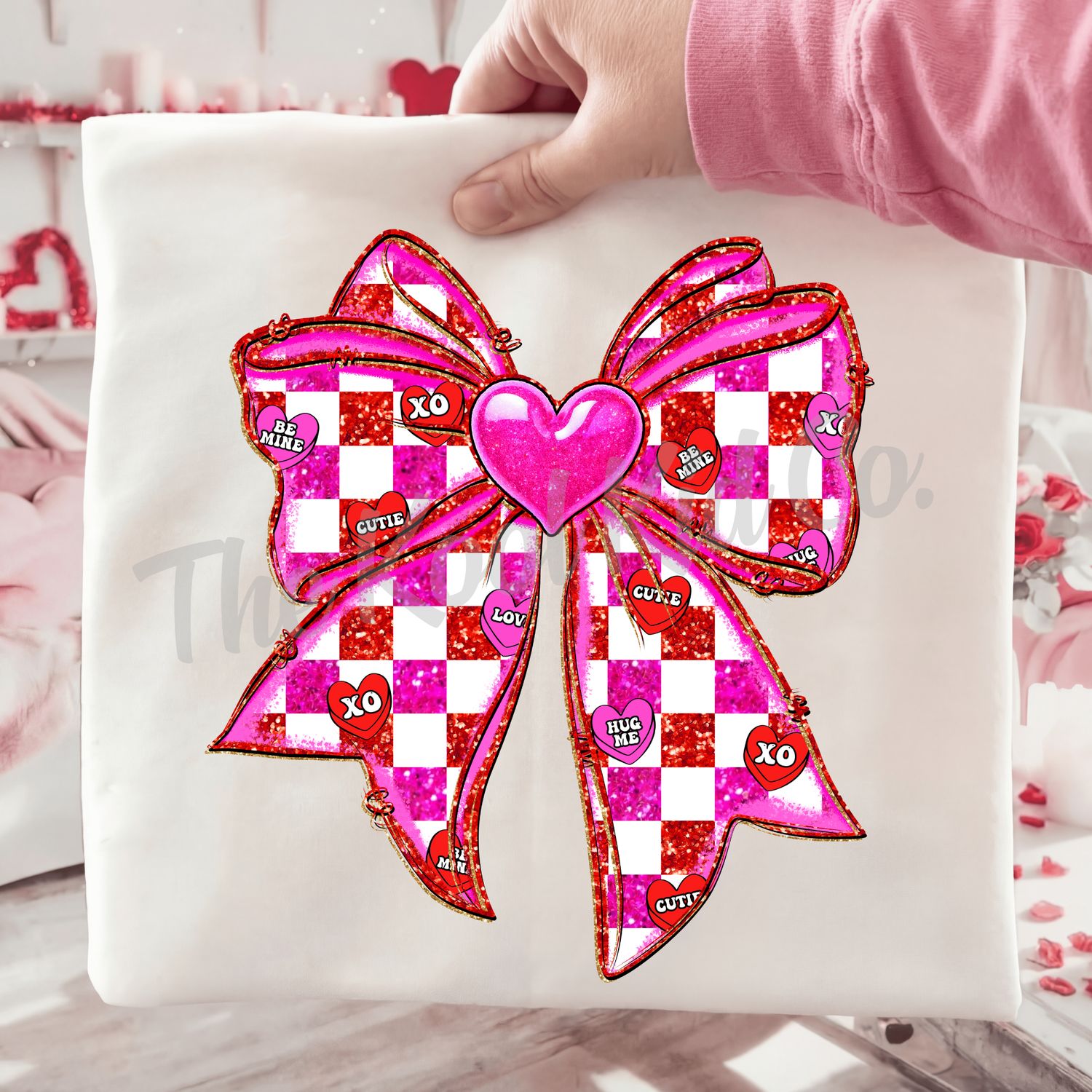CHECKERED HEART BOW