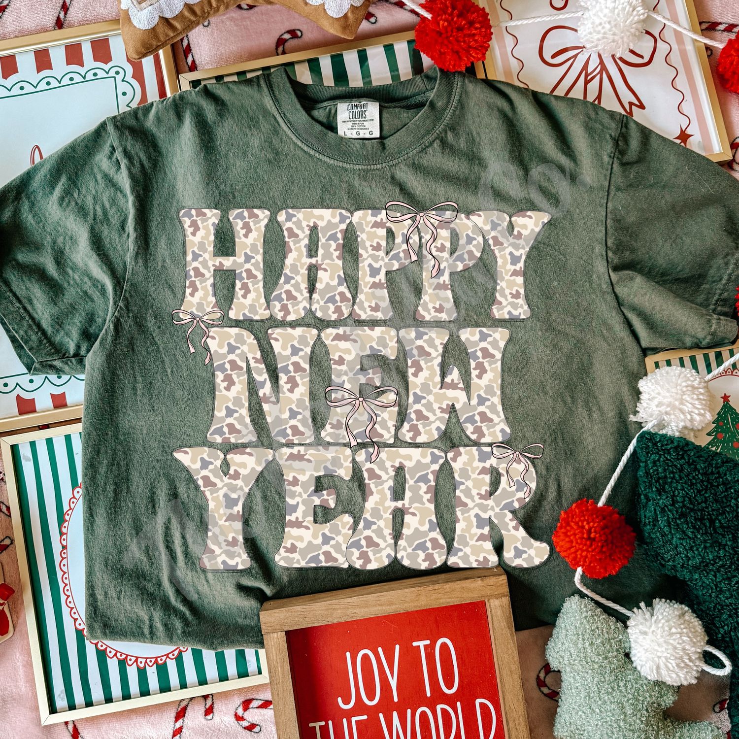HAPPY NEW YEAR CAMO BOW
