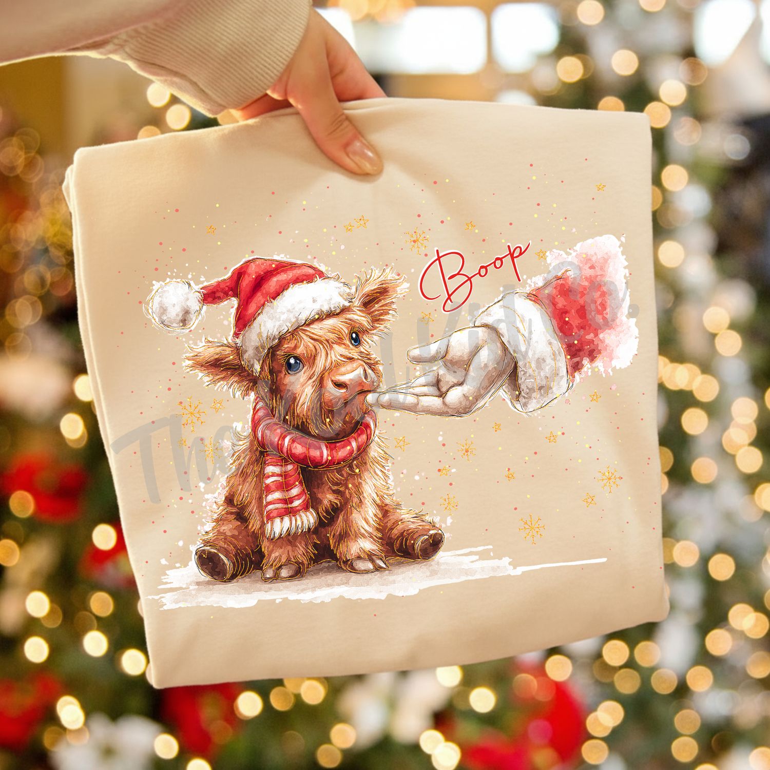 BOOP HIGHLAND COW SANTA HAND