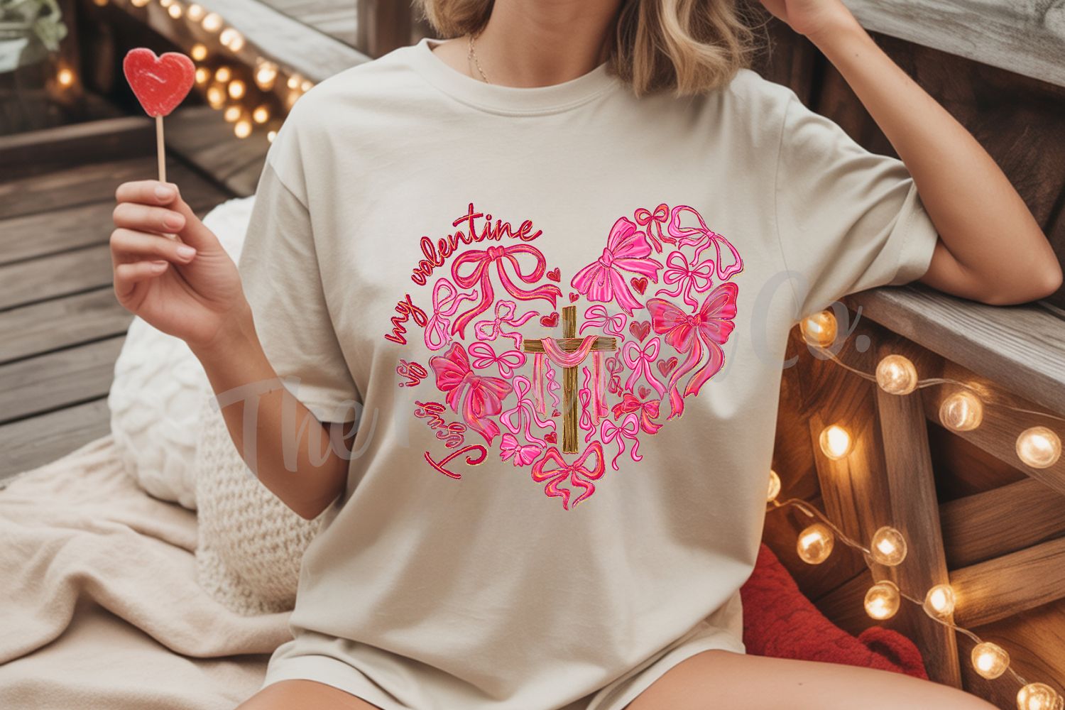 JESUS IS MY VALENTINE BOW HEARTS