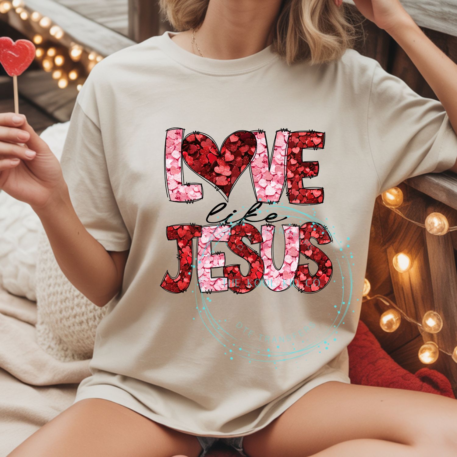 LOVE LIKE JESUS GLITTER HEARTS