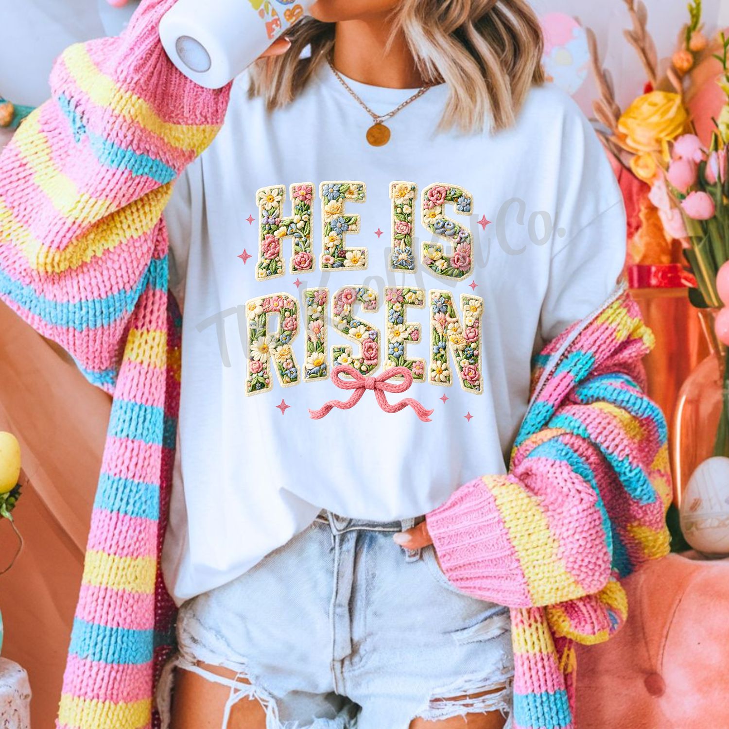 YARN FLORAL HE IS RISEN