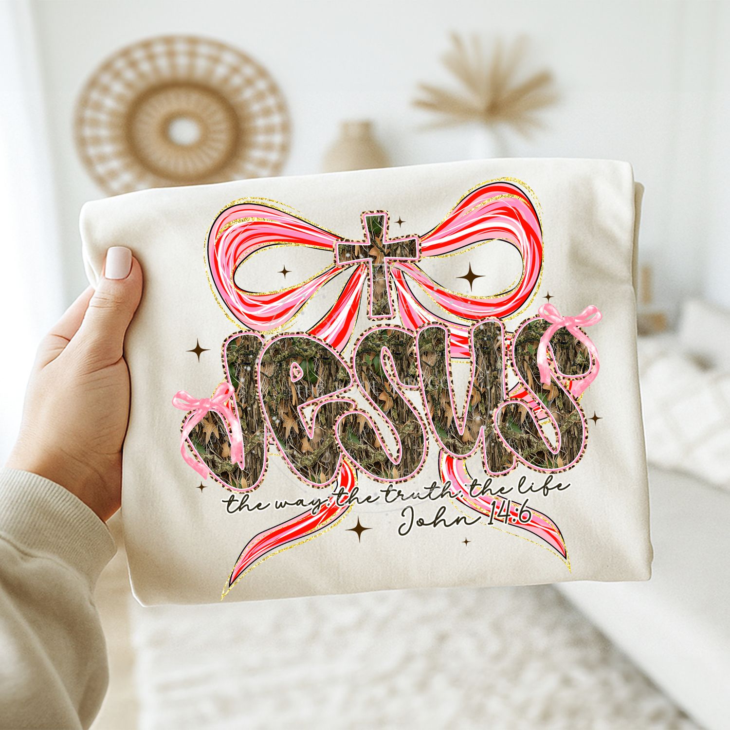 Camo Jesus Pink Bow
