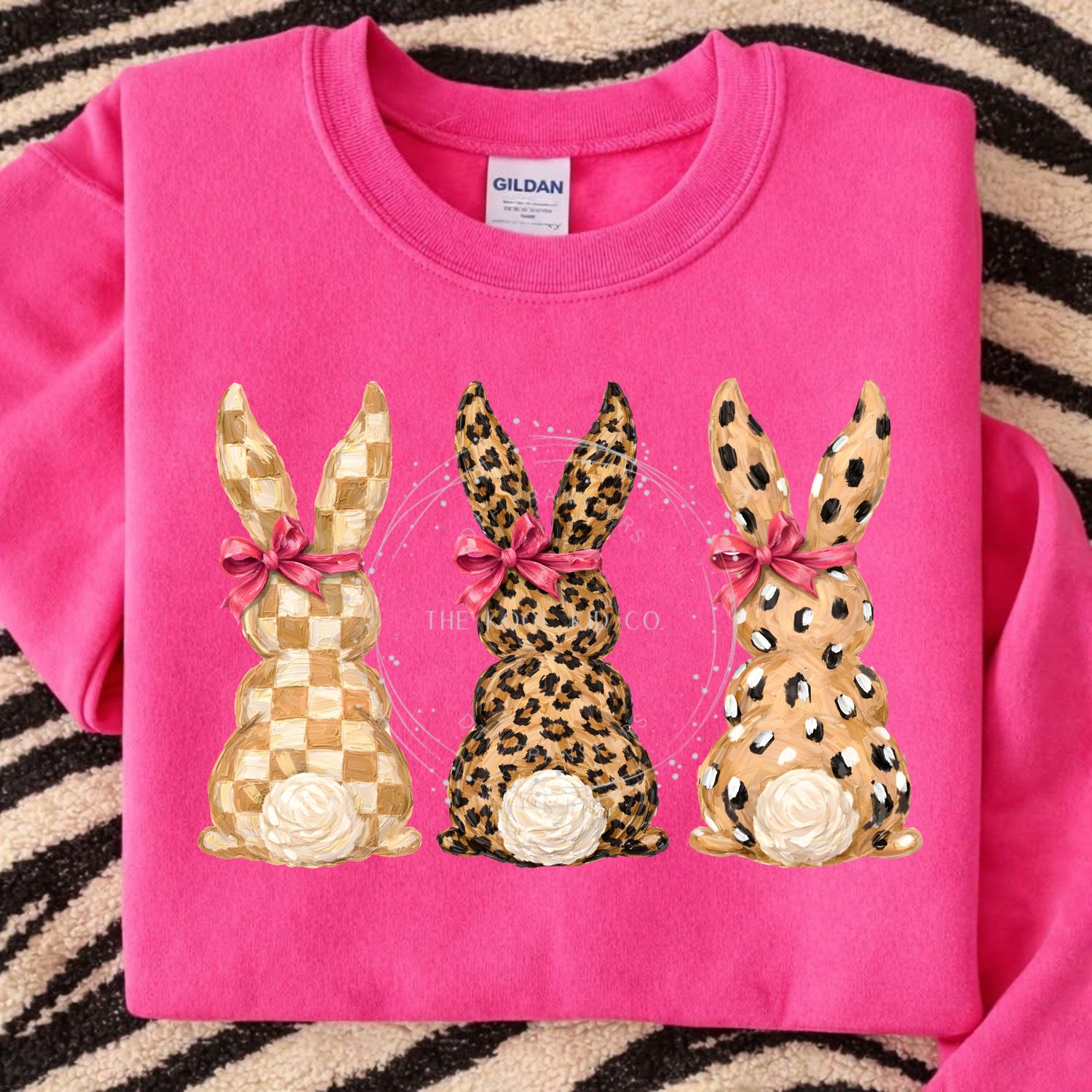 Checkered Leopard Painted Bunny Trio