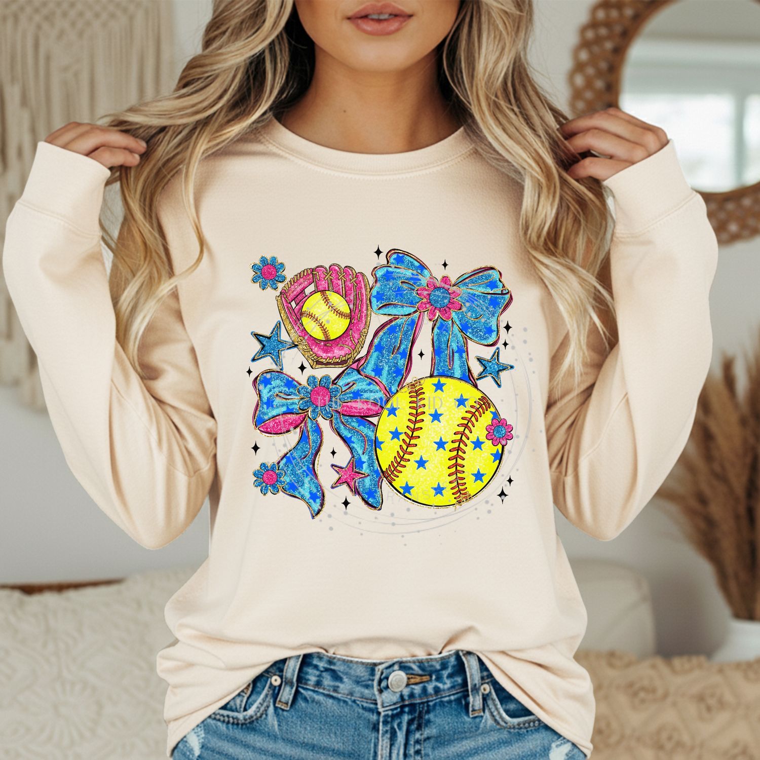 Preppy Glitter Softball Coquette