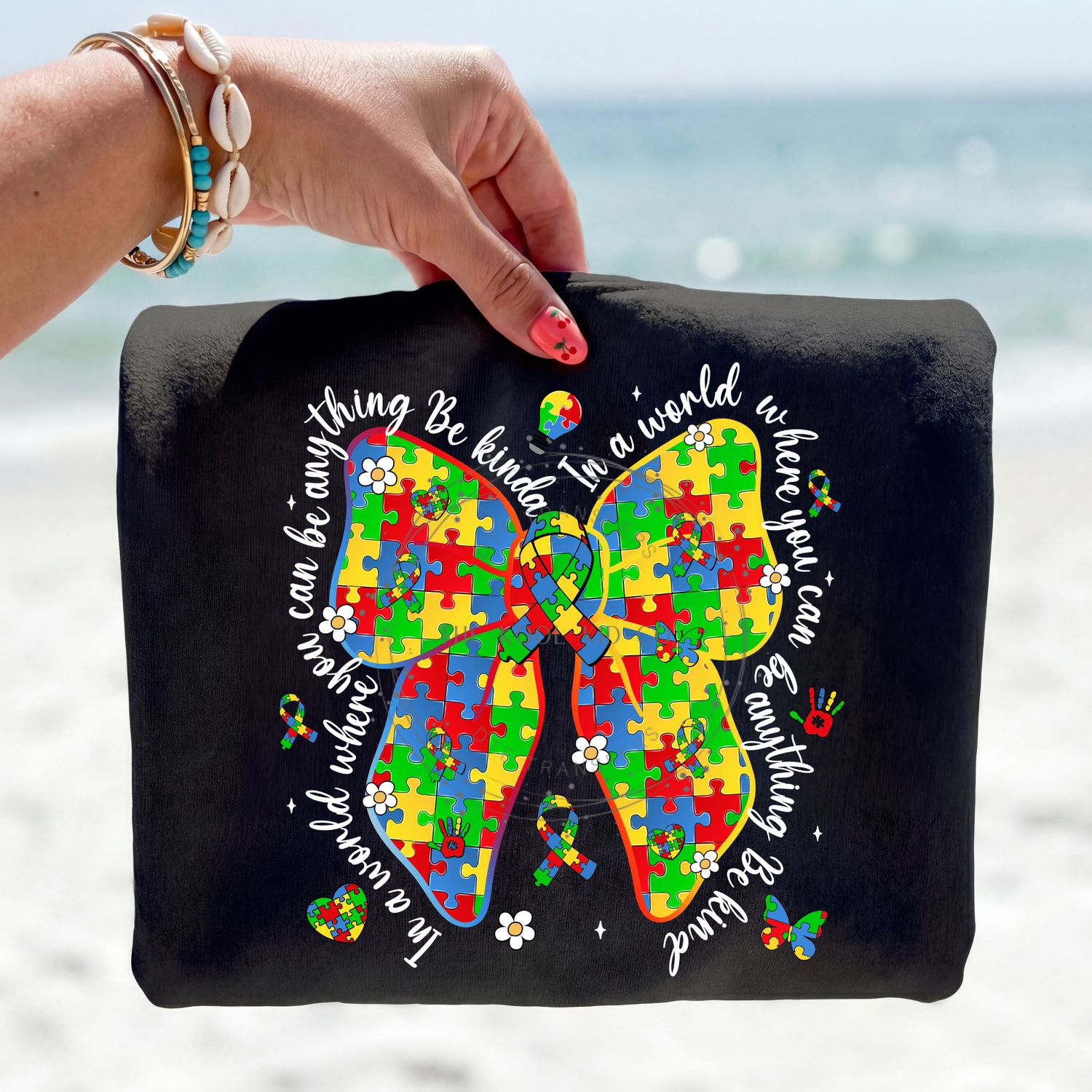 In A World Where You Can Be Anything Be Kind Autism Puzzle Bow