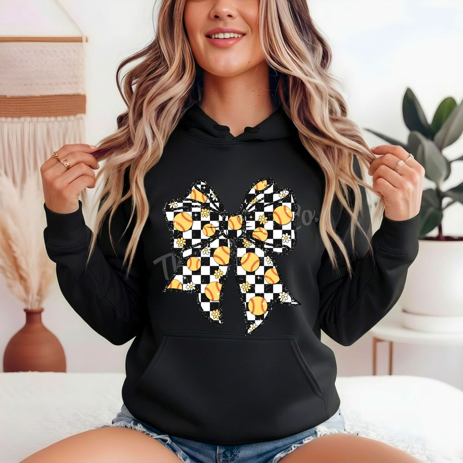 Black &amp; Gold Softball Bow