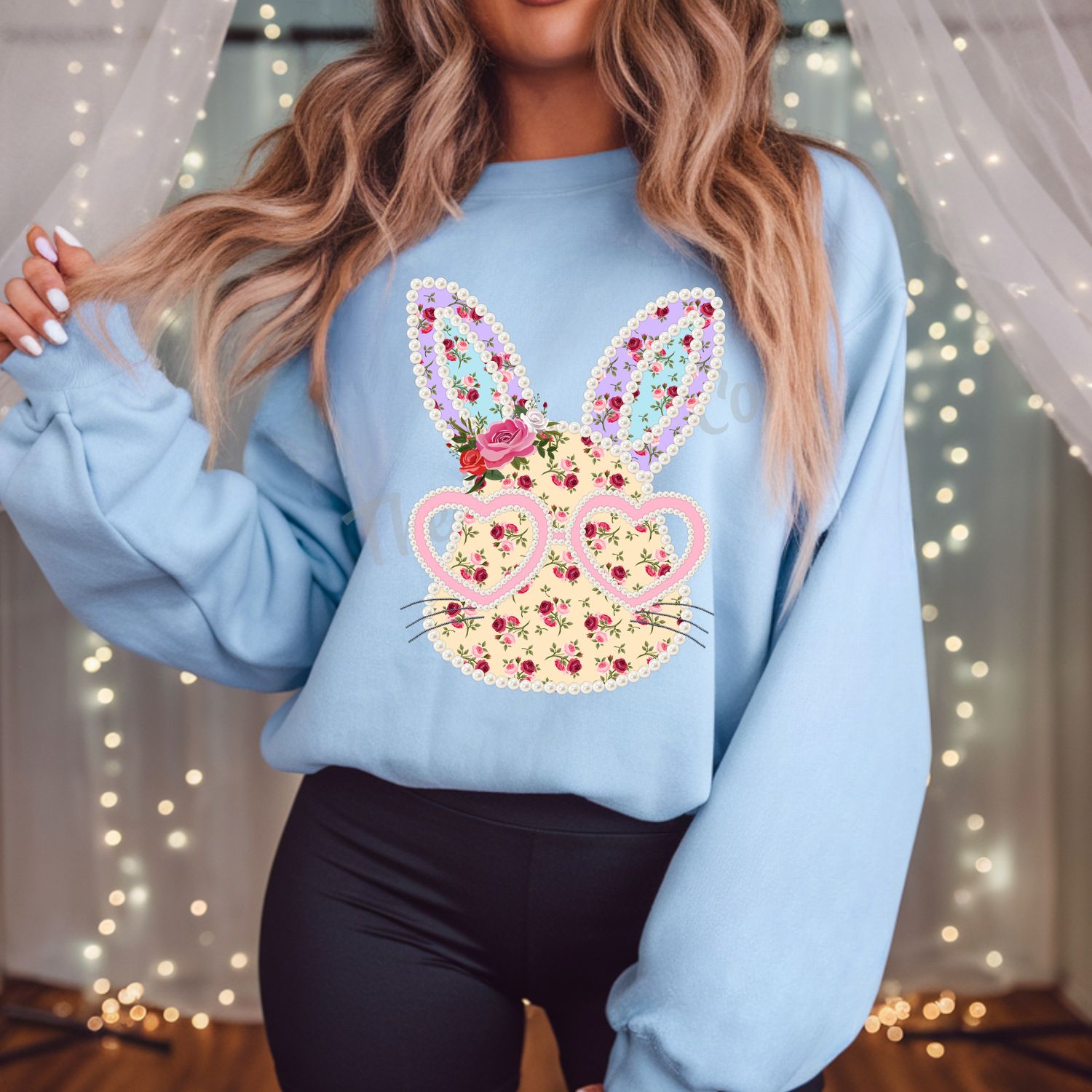 Pastel floral bunny with glasses