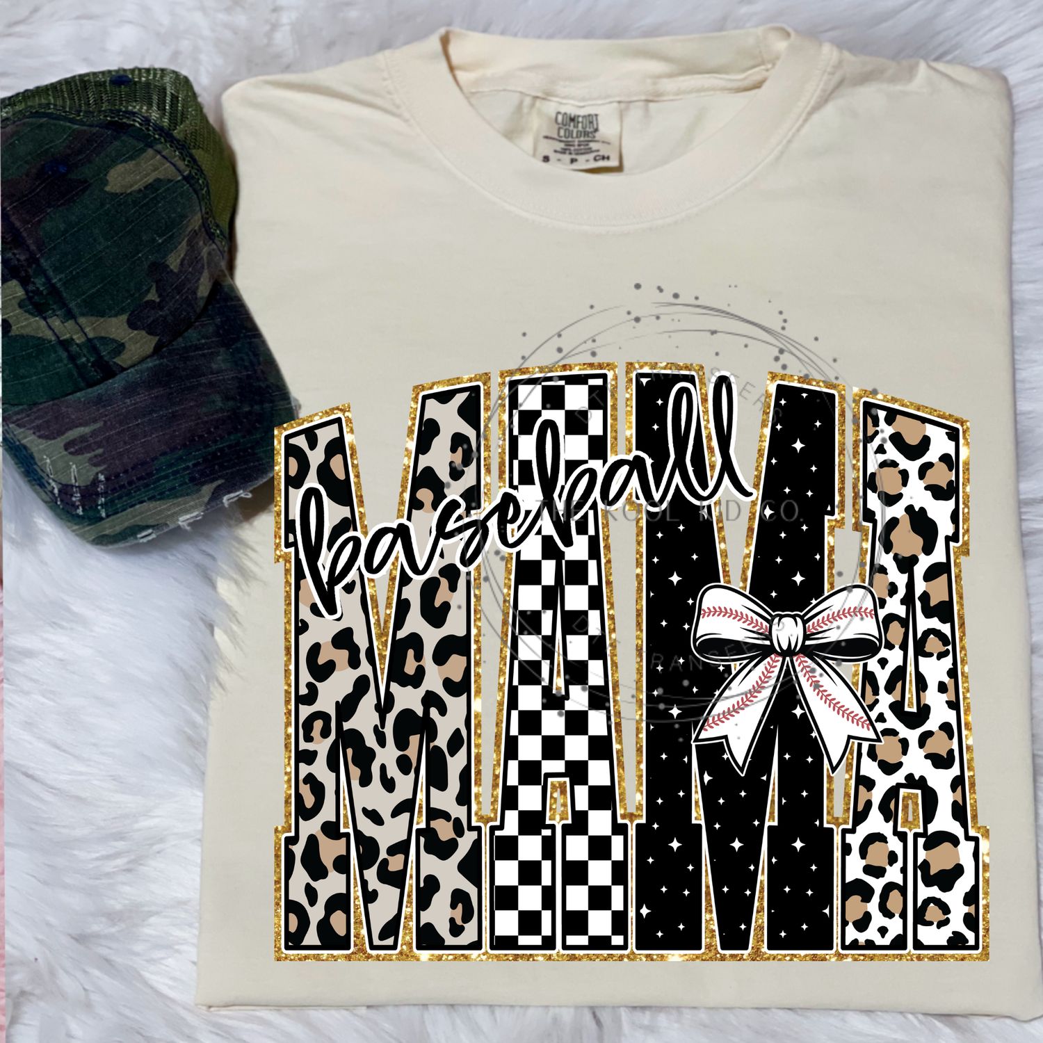 Leopard Checkered Baseball Mama