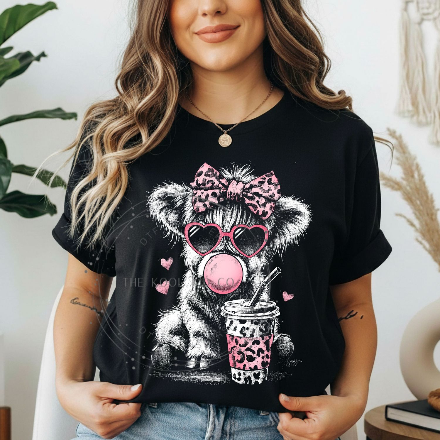 Pink Leopard Bubble Highland With Coffee